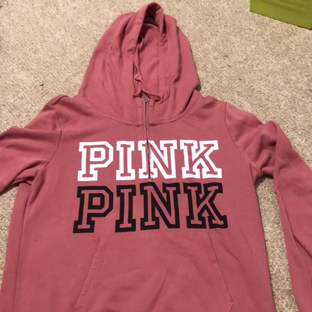 Mauve pink hoodie quarter zip